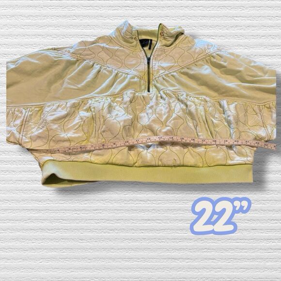 Out From Under Urban Outfitters Boho Quilted Half Zip Sweatshirt Yellow S Flawed - Picture 3 of 8